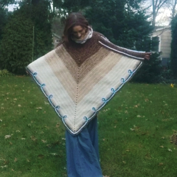 Vintage Handmade Native American Bohemian Hippie Oversized Poncho - Picture 1 of 11